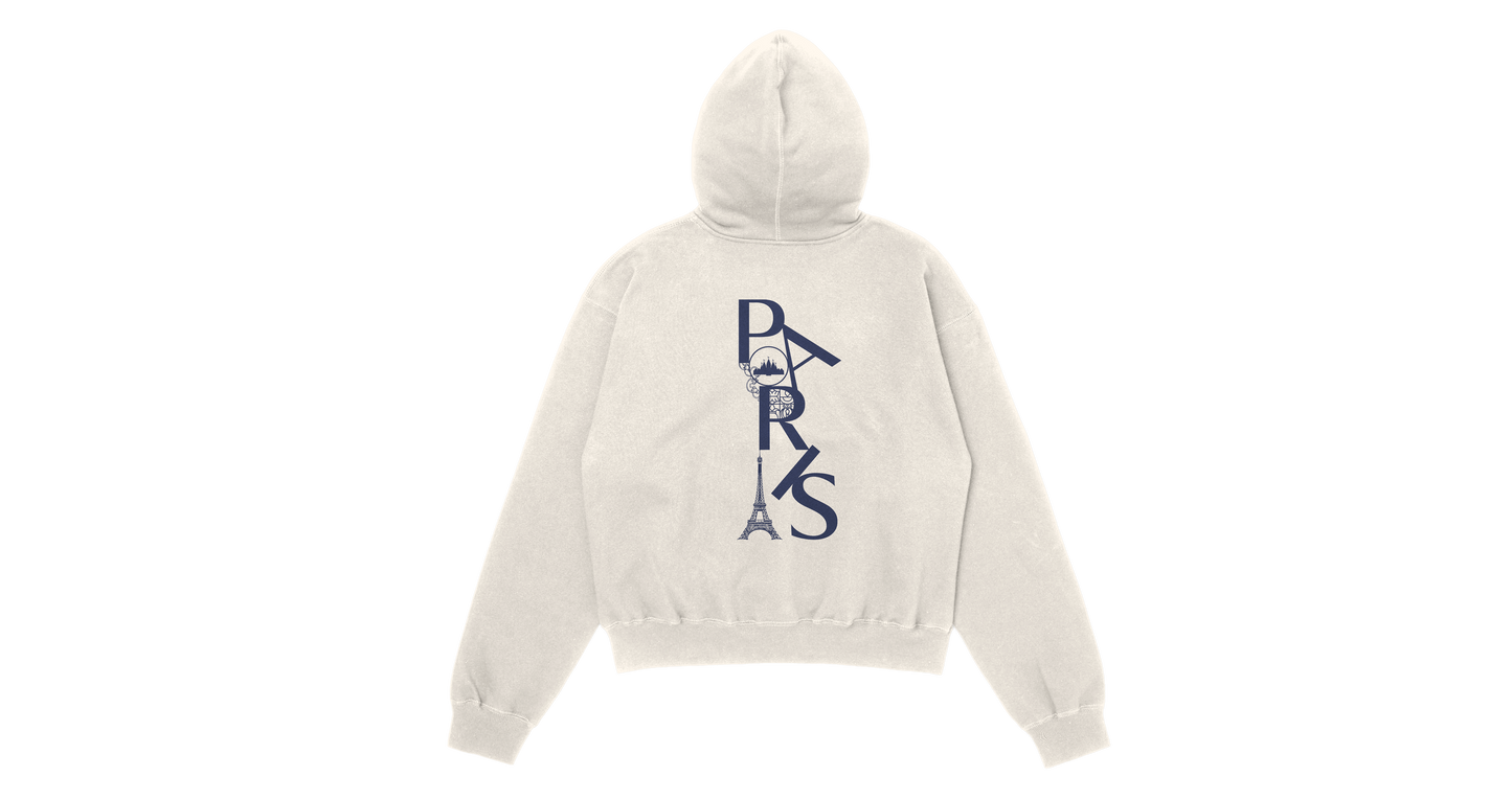 Paris Vertical Hoodie Cream