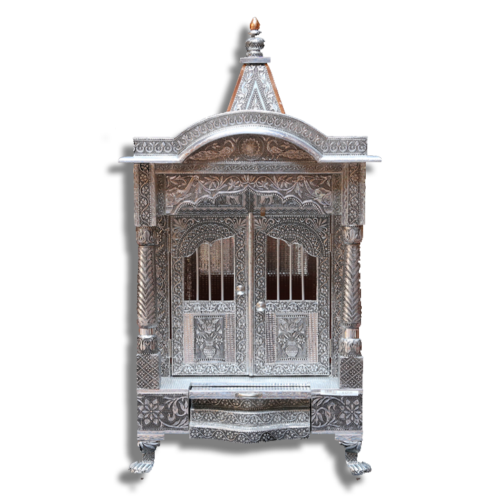 Ghar Mandir Oxidised - 15" x 18" x 27" (Inches)