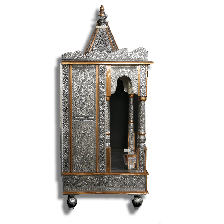 Ghar Mandir Oxidised - 33" x 19" x 44" (Inches)