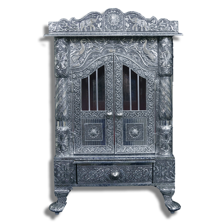 Ghar Mandir - Oxidised - 12" x 15" x 24" (Inches)