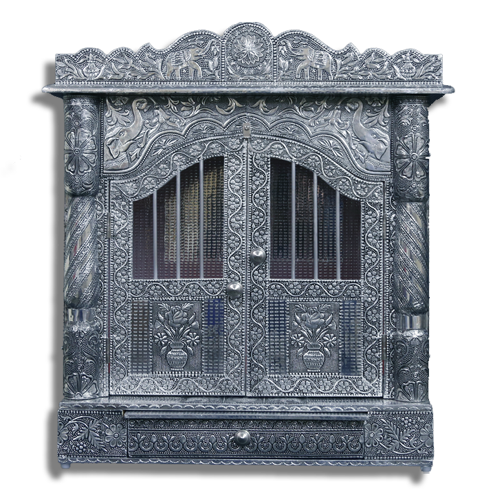 Ghar Mandir - Oxidised - 9" x 18" x 20" (Inches)
