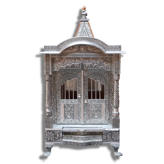 Ghar Mandir Oxidised - 15" x 18" x 27" (Inches)
