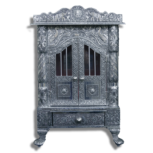 Ghar Mandir - Oxidised - 12" x 15" x 24" (Inches)
