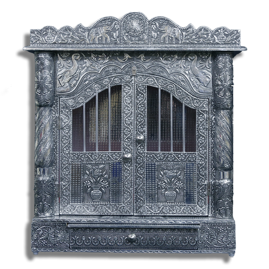 Ghar Mandir - Oxidised - 9" x 18" x 20" (Inches)