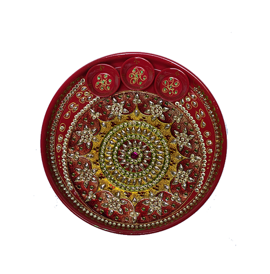 Puja Dish - 10" (Inches) - Red