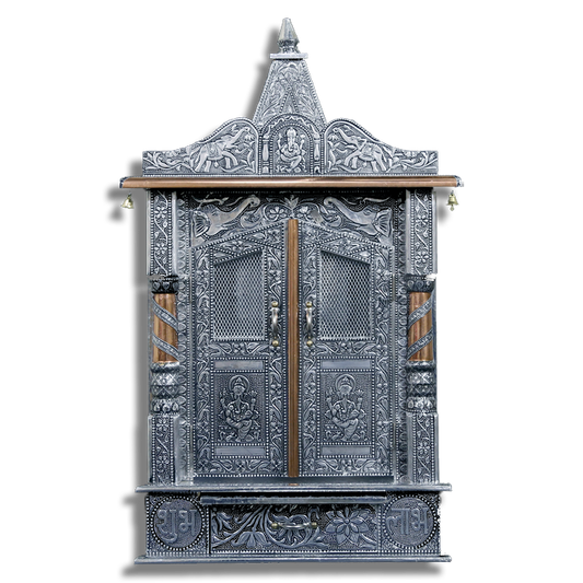 Ghar Mandir - Oxidised - 12" x 15" x 30" (Inches)