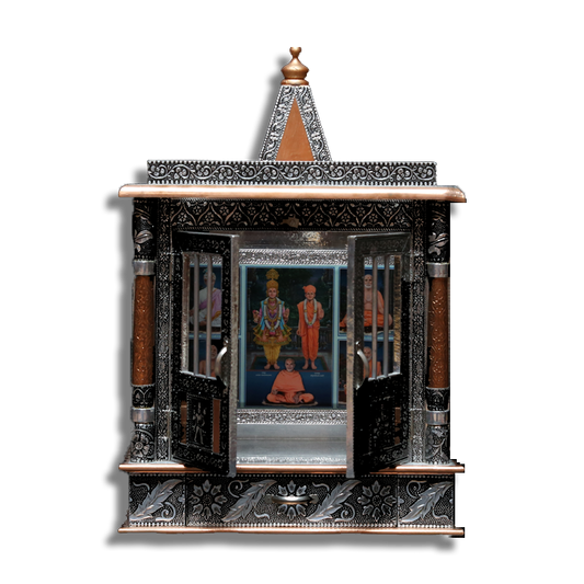 Ghar Mandir Oxidised - 14" x 7" x 13" (Inches)
