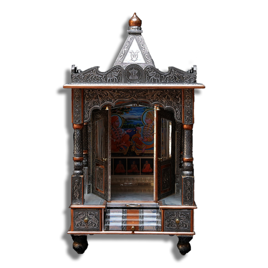 Ghar Mandir - Oxidised 21" x 18" x 39" (Inches)